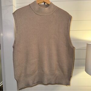 By Together Oversized Sleeveless‎ Ribbed Knit Sweater Vest Mock Neck Size S